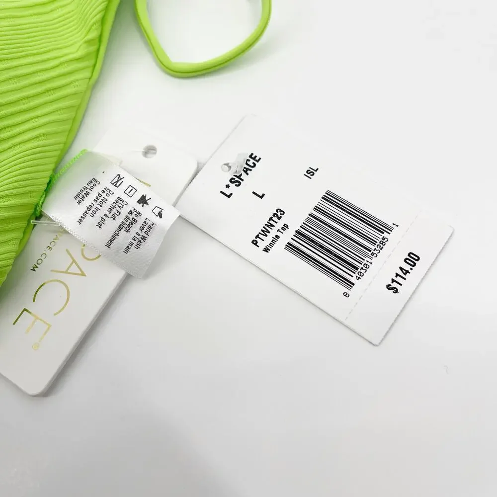 L*Space Winnie Bikini Top Ribbed Green Size Large NEW with tags!